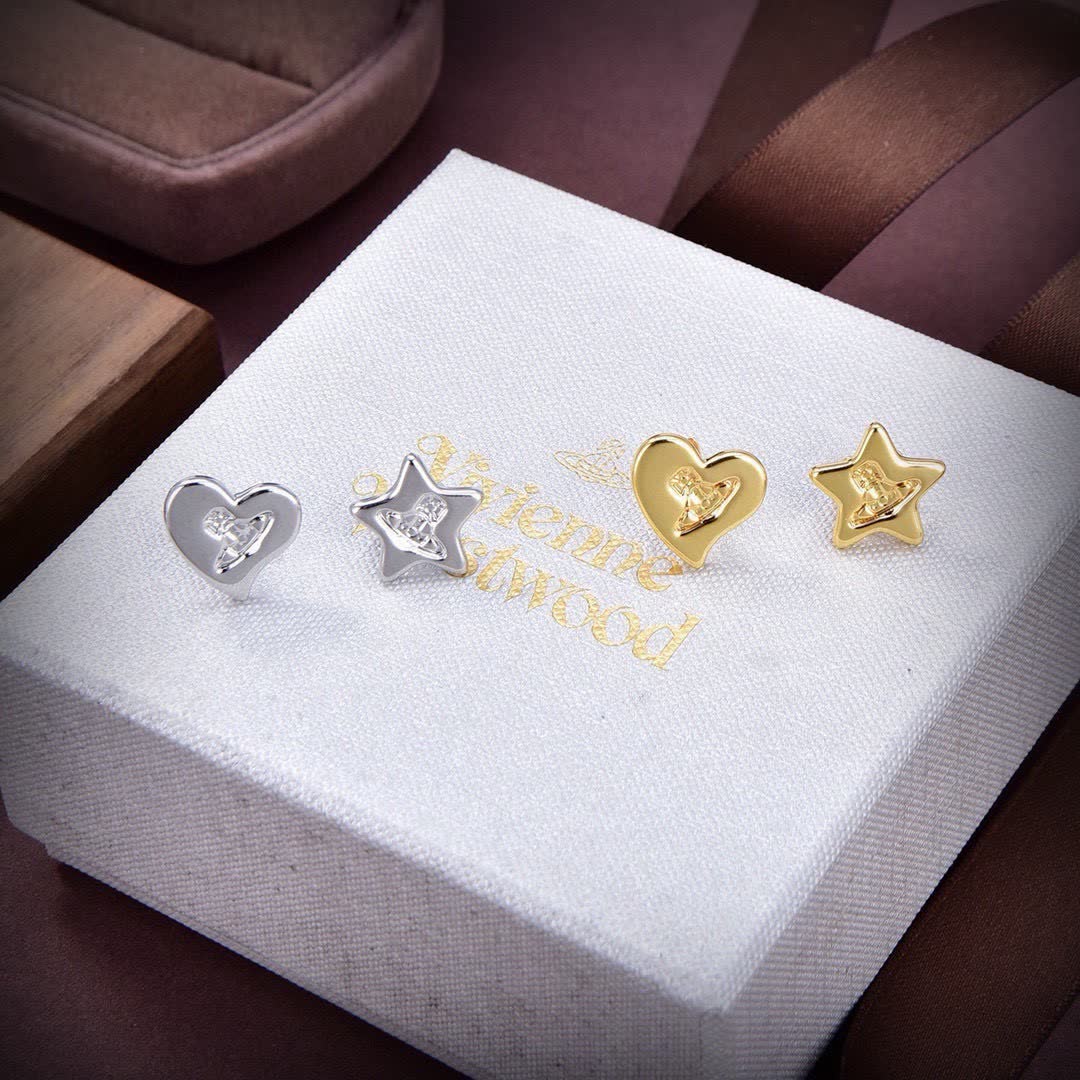 Vivienne Westwood Priscilla Asymmetric Design Logo Flower Earrings